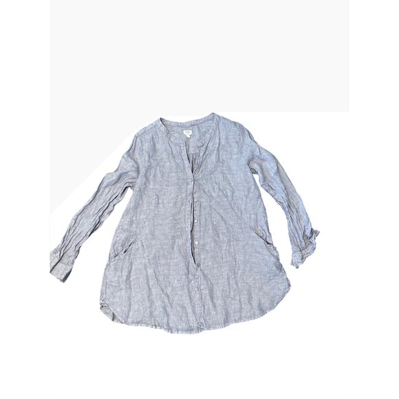 Sigrid Olsen Women’s 100% Linen Long Sleeve Top Sz XL Roll Tab Tunic Beachy - Picture 1 of 6